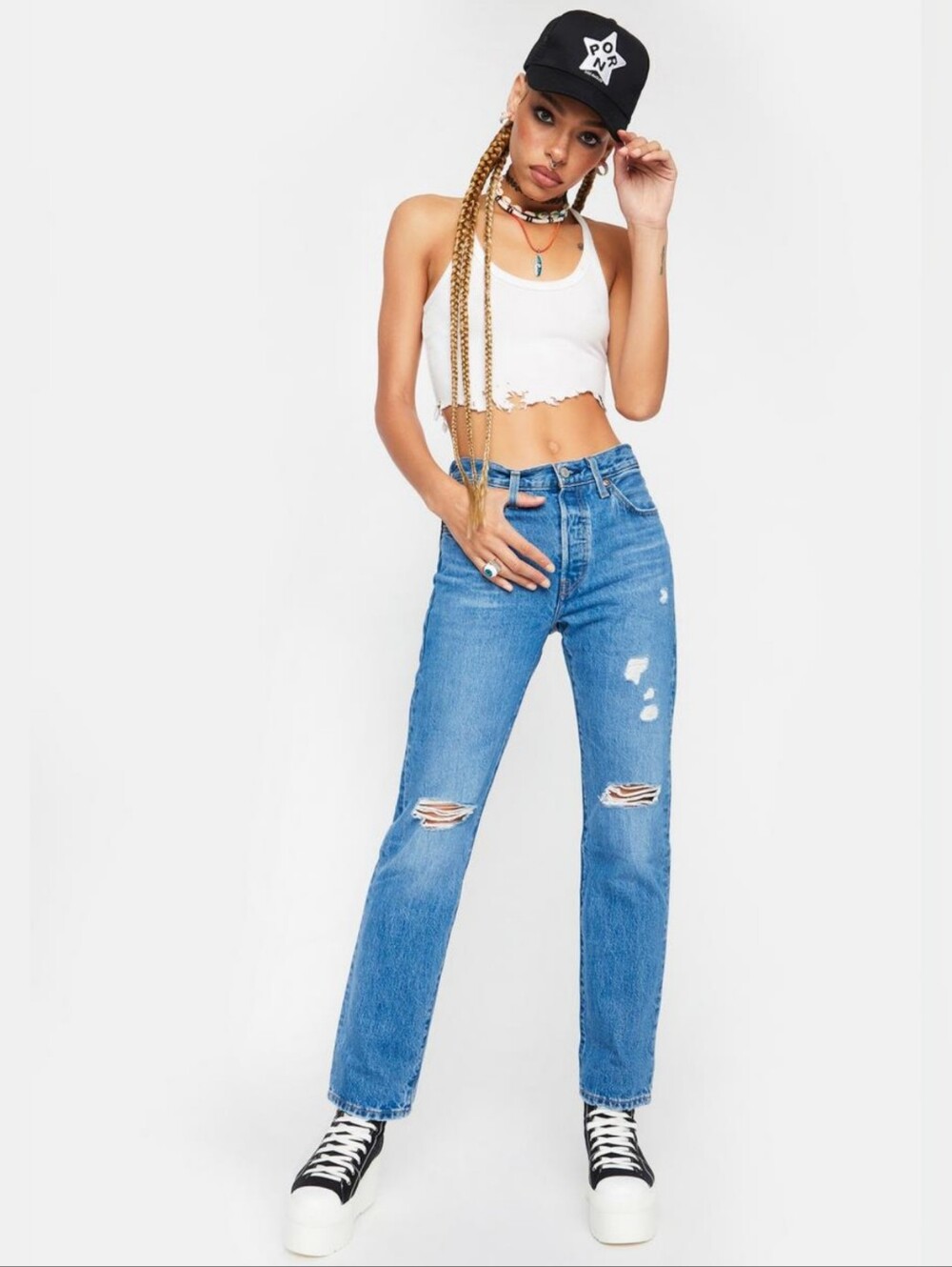 Levi's 501 Original Distressed Jeans Sz 25 | Button Fly High Rise Vintage Denim